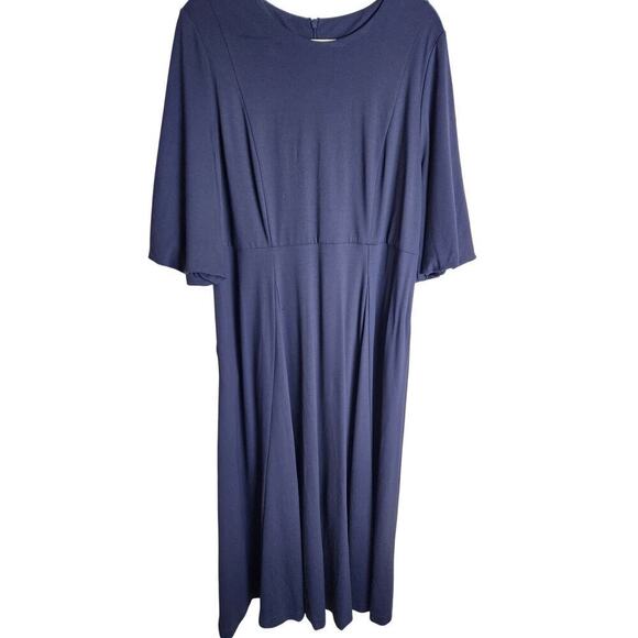 Boden Dresses & Skirts - Boden Jersey Knit Fit and Flare Navy Dress sz 16/18 puff sleeves nwt *flawed*